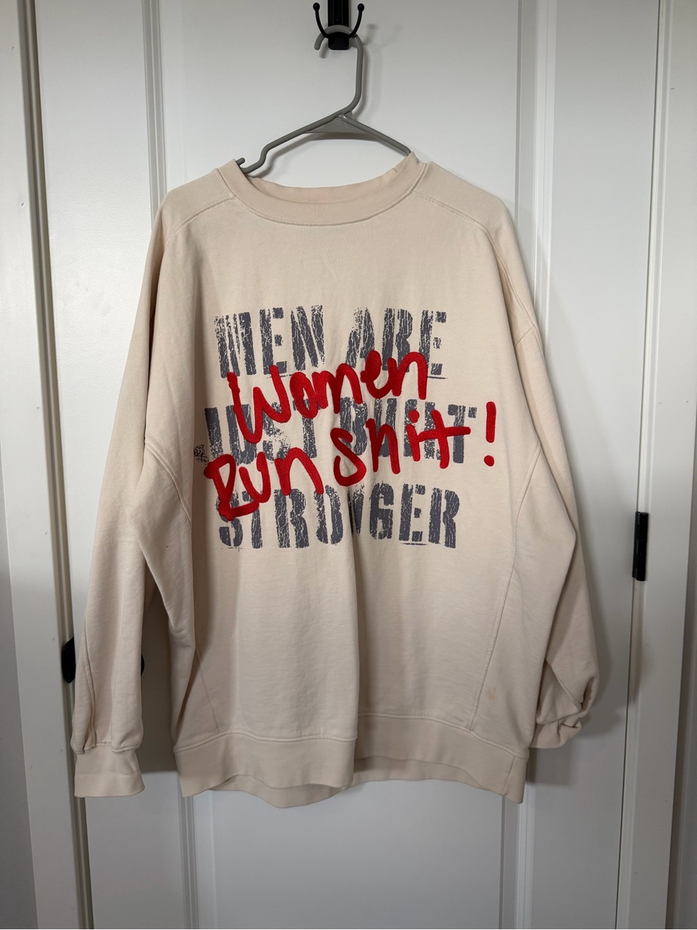 CHNGE Cream Graphic Crewneck Sweatshirt with Red Script